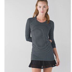 Lululemon Swiftly Tech Long Sleeve Crew Tempo Stripe Black White Size 4